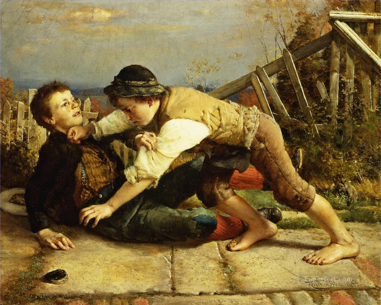 ボーイッシュないたずら 1885 カール・ヴィトコウスキー油絵